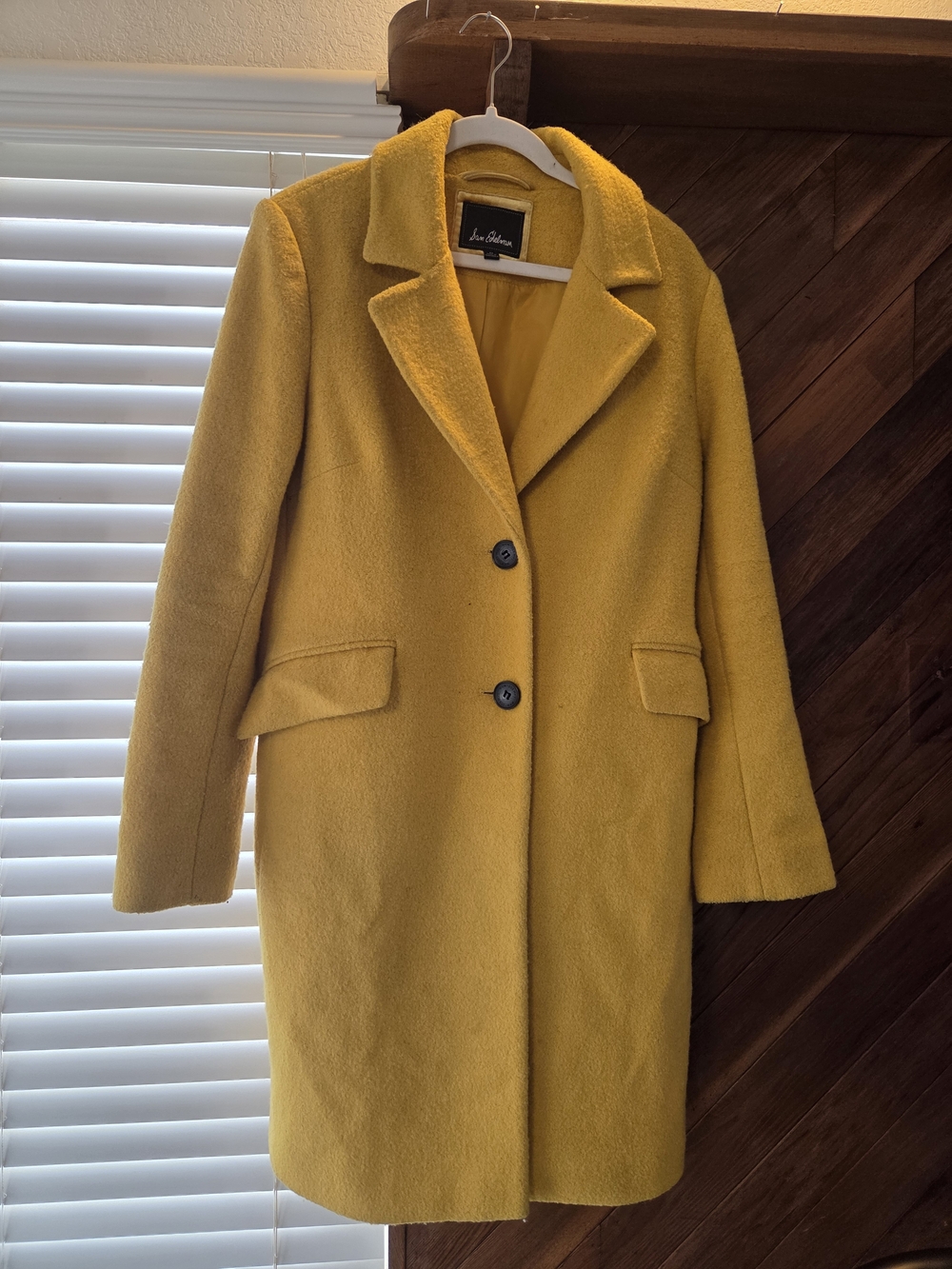 Sam Edelman Women's Coat Yellow Marigold Wool Notch Coat, M